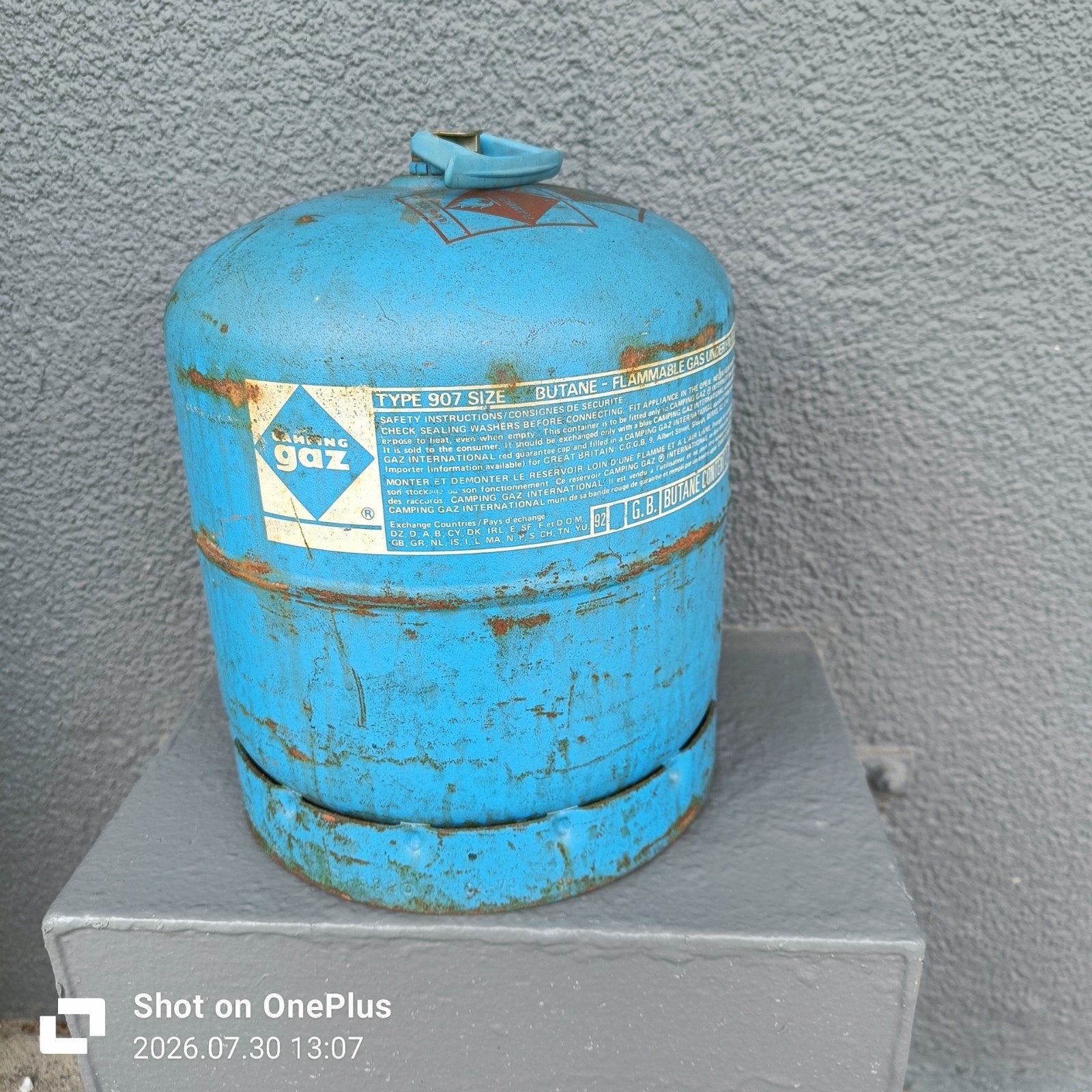 Campingaz gasfles model 907, Ophalen, Gebruikt