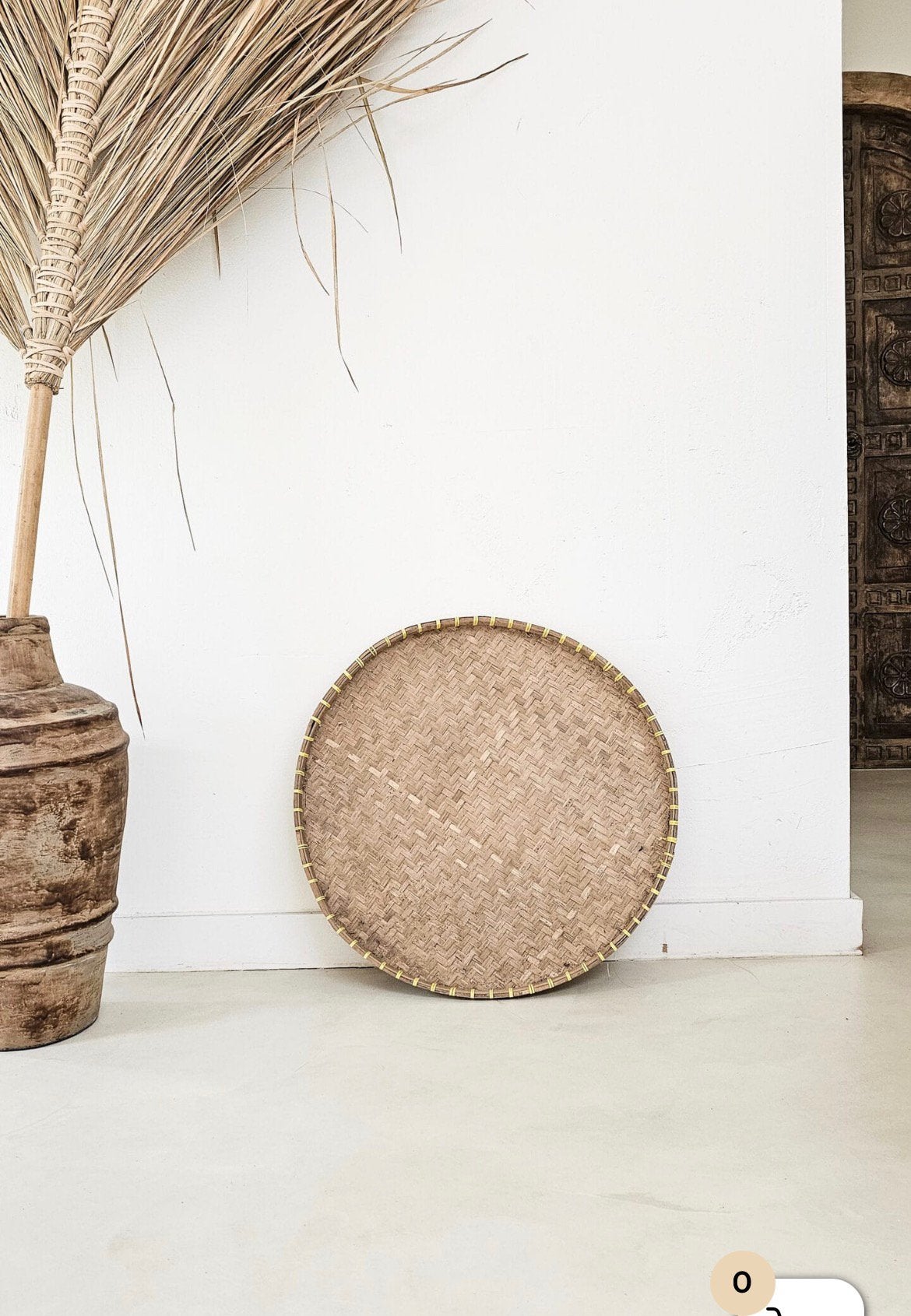 Bamboe schaal dienblad ibiza bali style, Handgemaakt, Rond, Nieuw, Ophalen of Verzenden