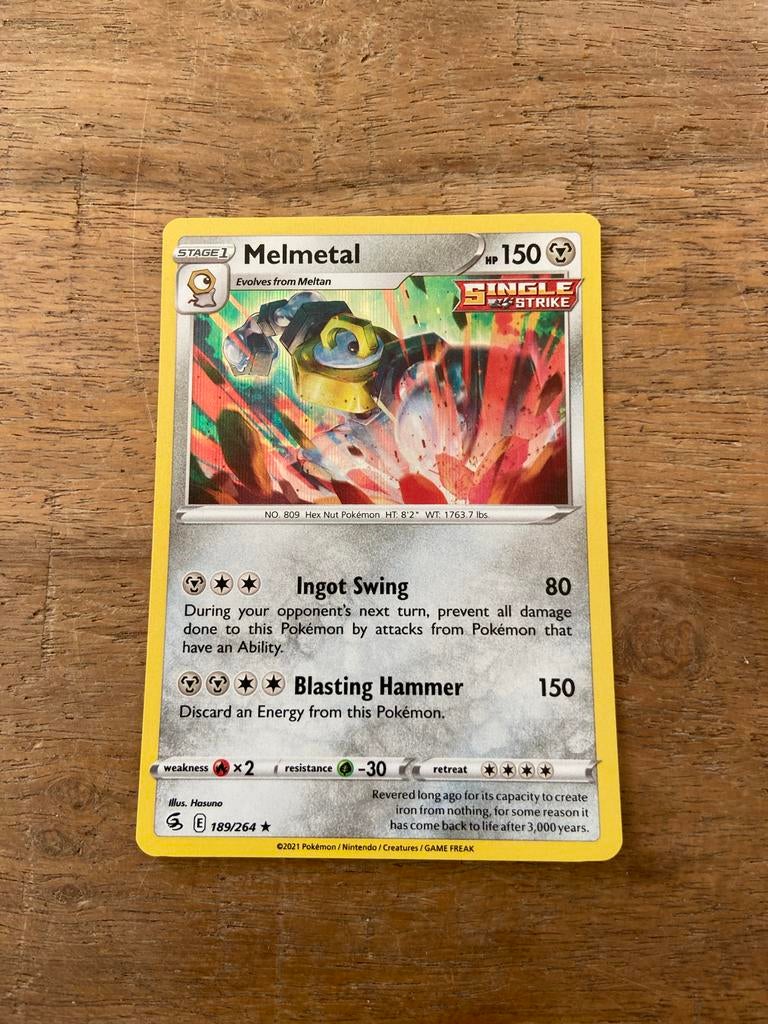 Melmetal Pokémon Kaart - Single Strike 189/264, Ophalen of Verzenden, Zo goed als nieuw, Losse kaart