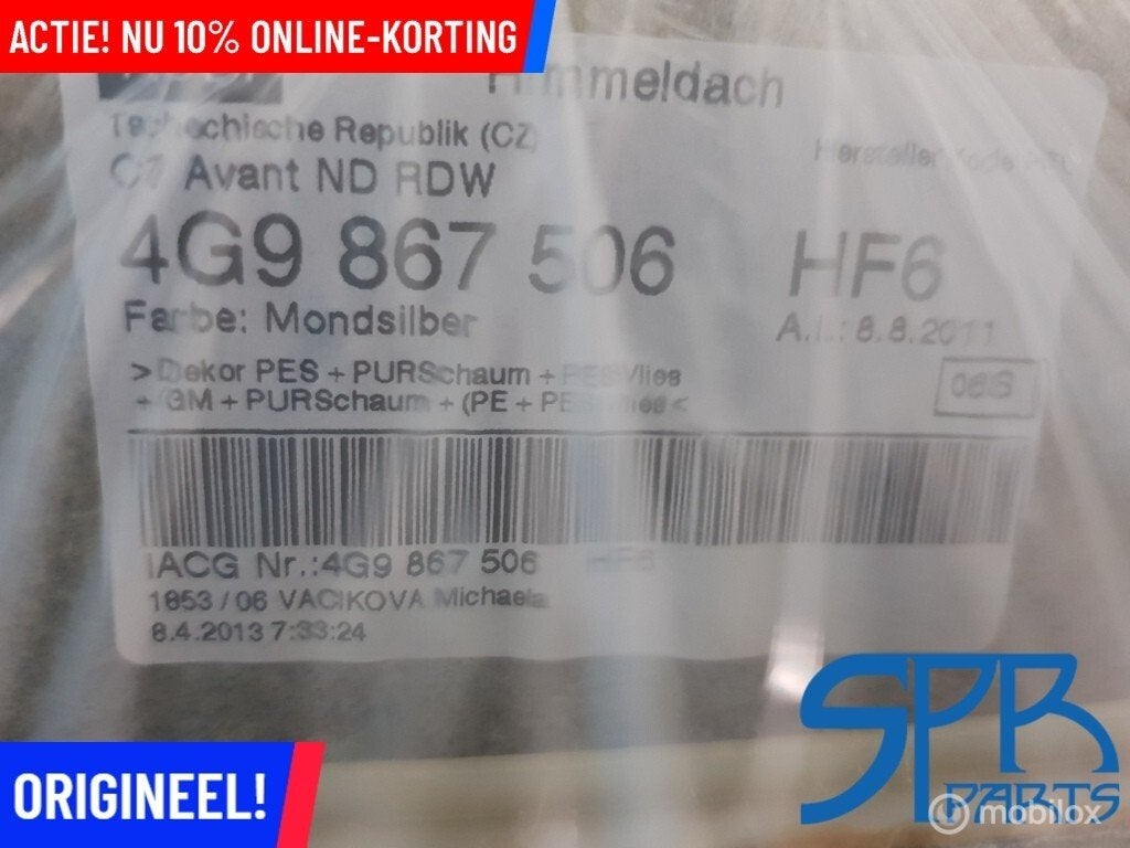 A6 C7 4G Hemel Avant STATION ALLROAD HEMELBEKLEDING 4G9, Audi, Gebruikt, Audi, Ophalen of Verzenden