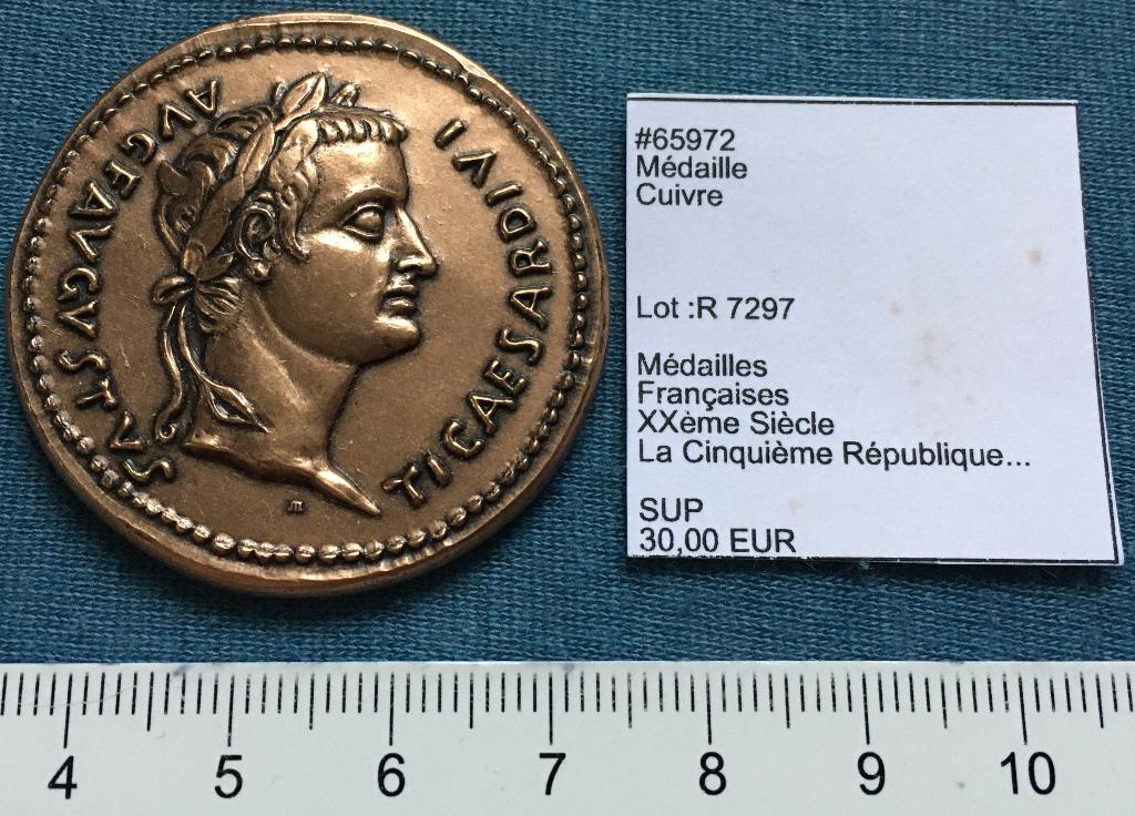 Koperen penning Romeinse Keizer Tiberius, uitgave Frankrijk, Verzenden, Overige materialen, Buitenland