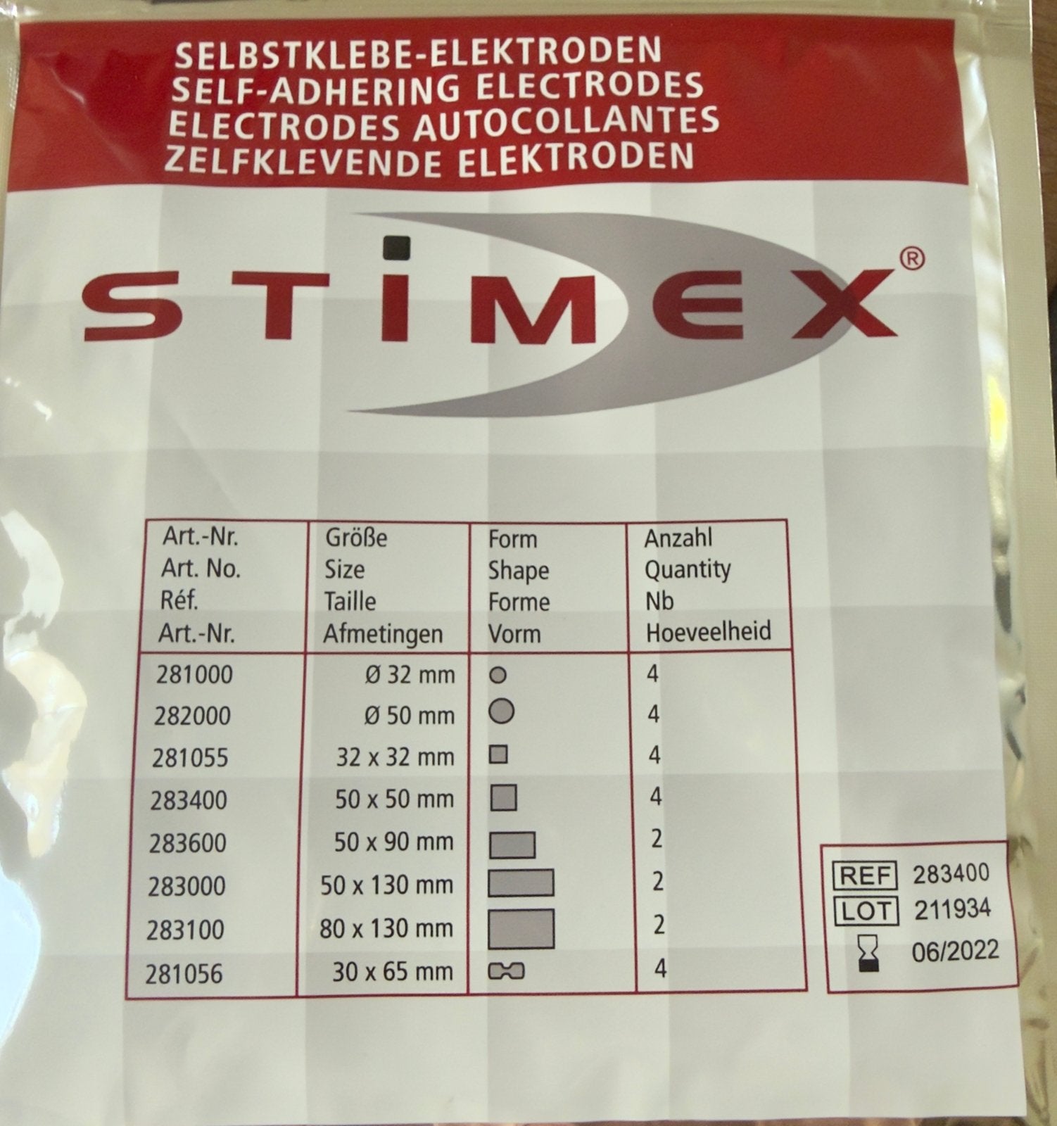 STIMEX Zelfklevende Elektroden - Diverse Maten, Sport en Fitness, Gezondheidsproducten en Wellness, Ophalen, Nieuw, Overige typen