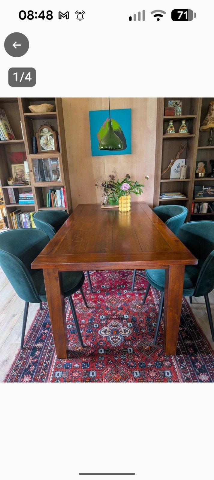 Mooie houten eettafel voor 4-6 personen, Ophalen, Gebruikt, 150 tot 200 cm, Vier personen