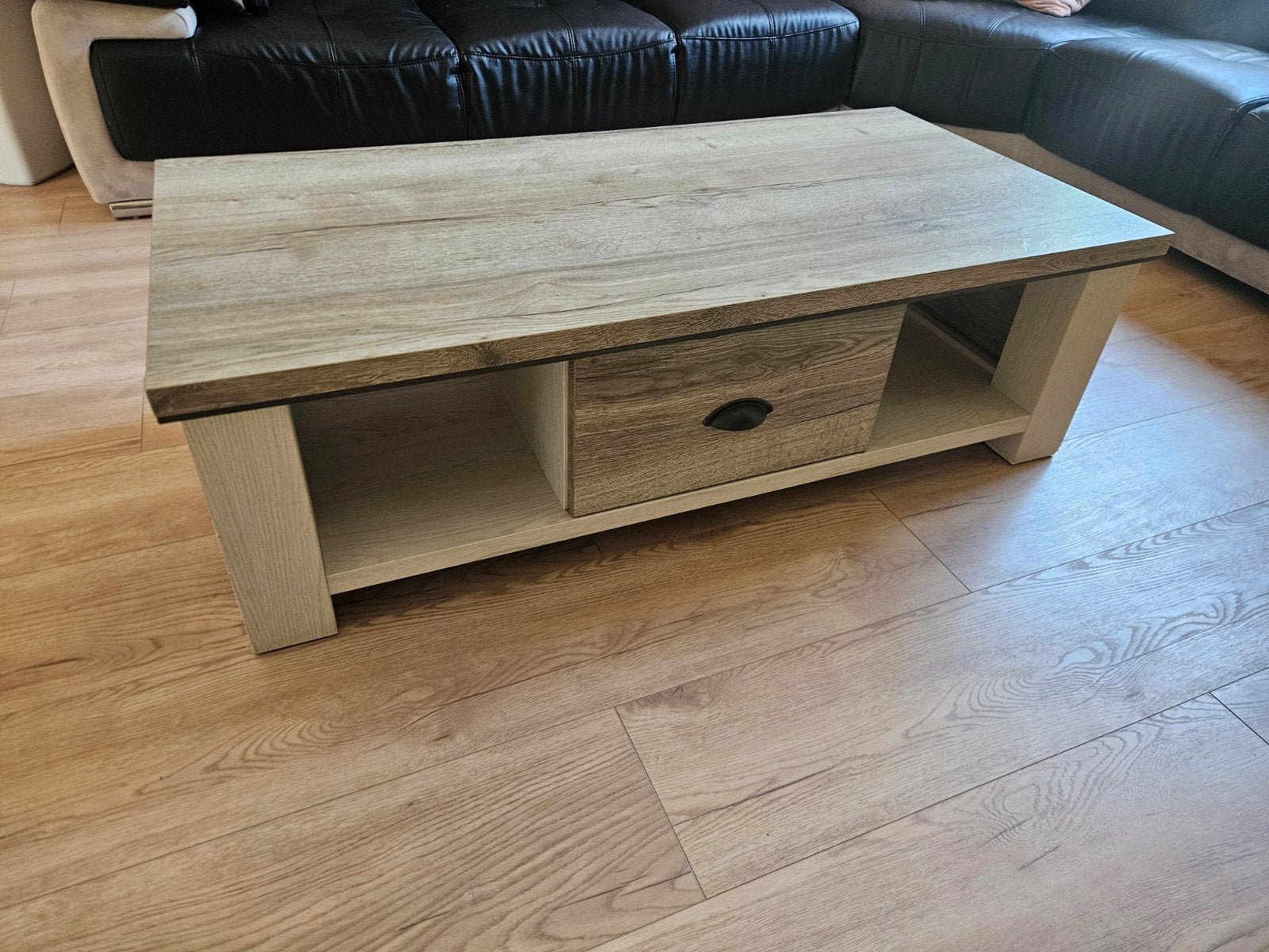 Salontafel 135x67x41 met lade - Gebruikt, Gebruikt, 100 tot 150 cm, Overige houtsoorten, 50 tot 100 cm