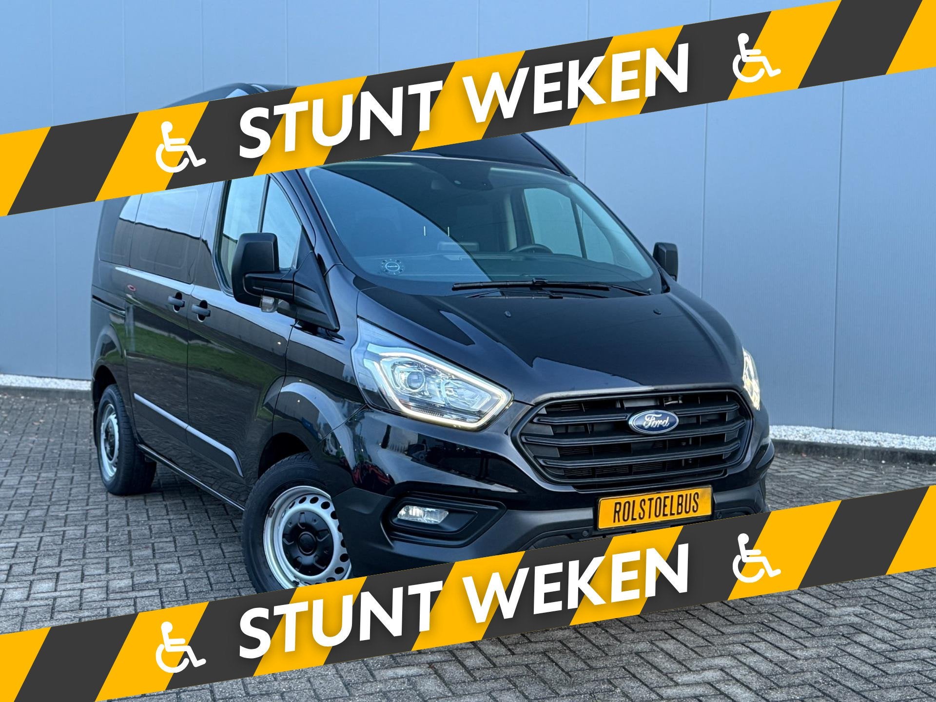 Ford Transit Custom Rolstoelbus (2023) Automaat Rolstoel Voo, Auto's, Bestelauto's, 12 maanden, Stof, 4 cilinders, Zwart