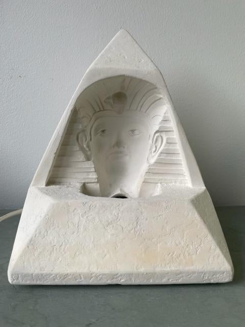 Vintage tafellamp lamp  Farao Egypte. Hologram wit steen., Ophalen
