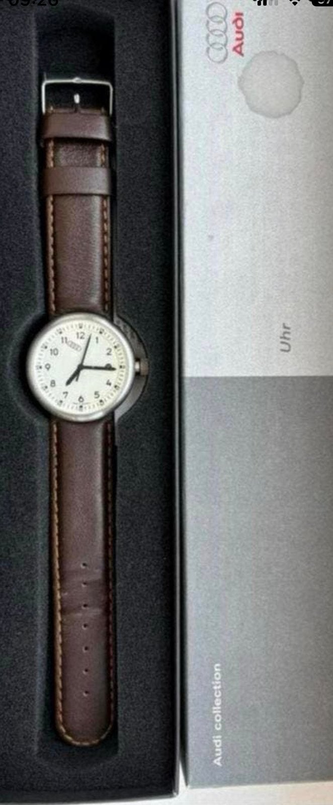 Audi Collection Horloge ecru 3100499200 5Atm, Ophalen of Verzenden, Gebruikt, Leer, Overige merken