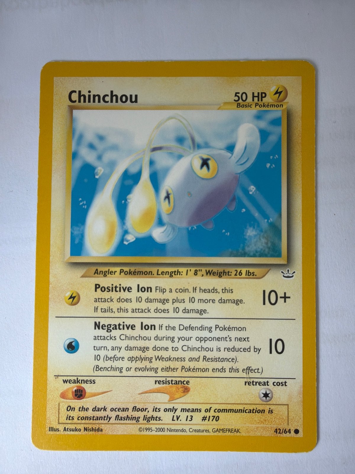 Chinchou Pokémon Kaart 42/64 Neo Revelation, Ophalen of Verzenden, Gebruikt, Losse kaart