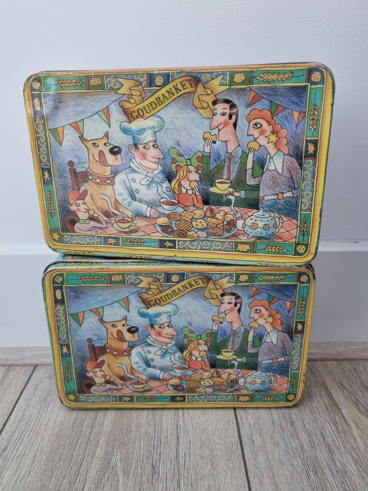 Retro vintage Edah koek blikken, Ophalen of Verzenden, Gebruikt, Koek(jes)