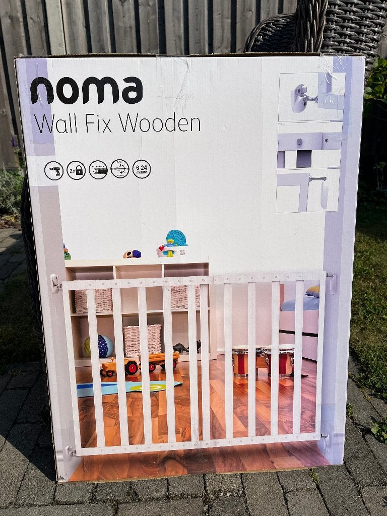 Noma Uitschuifbaar Houten Traphekje Wit (64-100 cm), Kinderen en Baby's, Traphekjes, Ophalen, Nieuw, 100 tot 115 cm, Schroefhekje