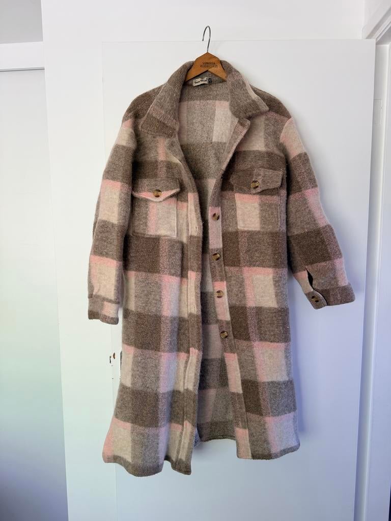 Sensi Wear Lange Geruite Jas L/XL - Bruin/Roze, Ophalen of Verzenden, Zo goed als nieuw, Maat 46/48 (XL) of groter, Bruin