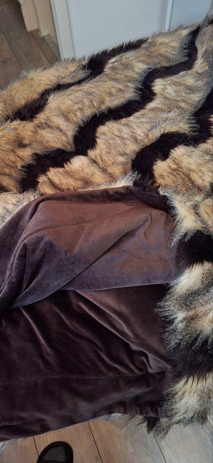 YAYAHOME Faux Fur Plaid - Bruin/Beige - 145x170cm, Faux Fur, Modern, Cosy, 100 tot 150 cm, Ophalen of Verzenden, Zo goed als nieuw