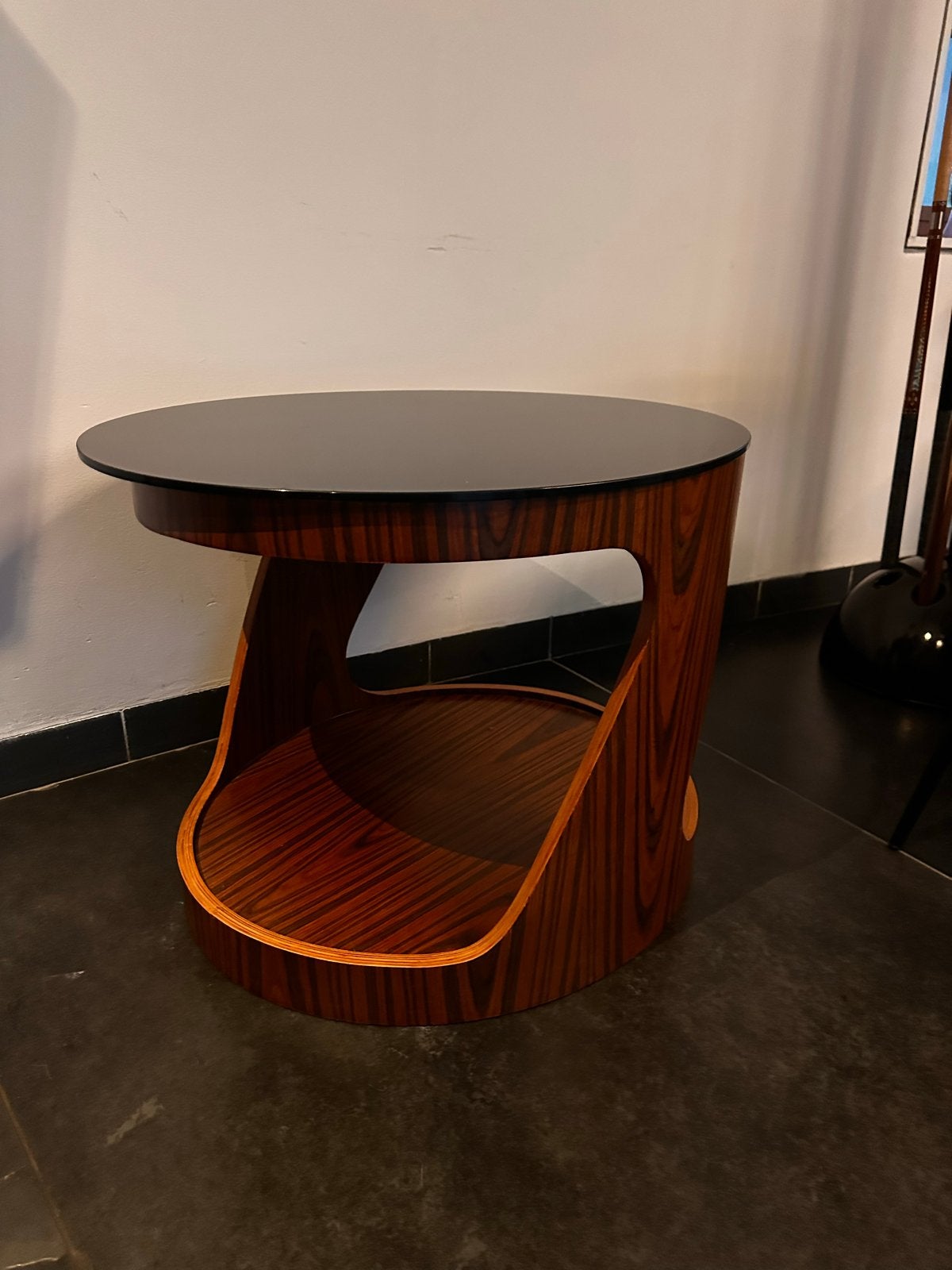 Stijlvolle design bijzettafel en 3 stoelen set, Drie, Zwart, Ophalen of Verzenden, Zo goed als nieuw