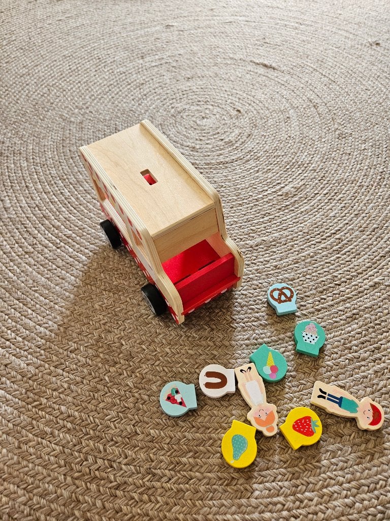 houten rijdende winkel van de hema, Ophalen of Verzenden, Zo goed als nieuw, Duw- of Trekspeelgoed