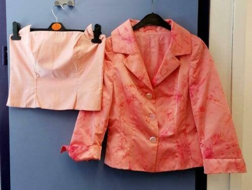 Vera Mont setje: Blazer + bustier top roze satijn S-M 35954, Vera Mont, ., Ophalen of Verzenden, Zo goed als nieuw