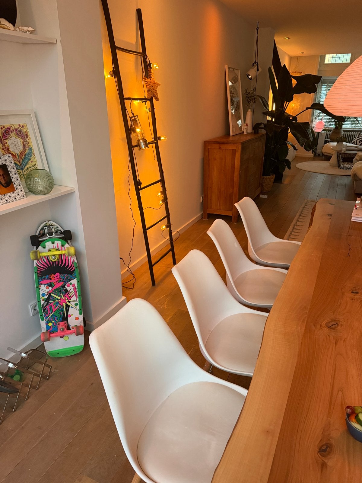 Vitra lookalike eetkamerstoelen  set van 4, Kunststof, Gebruikt, Wit, Ophalen of Verzenden
