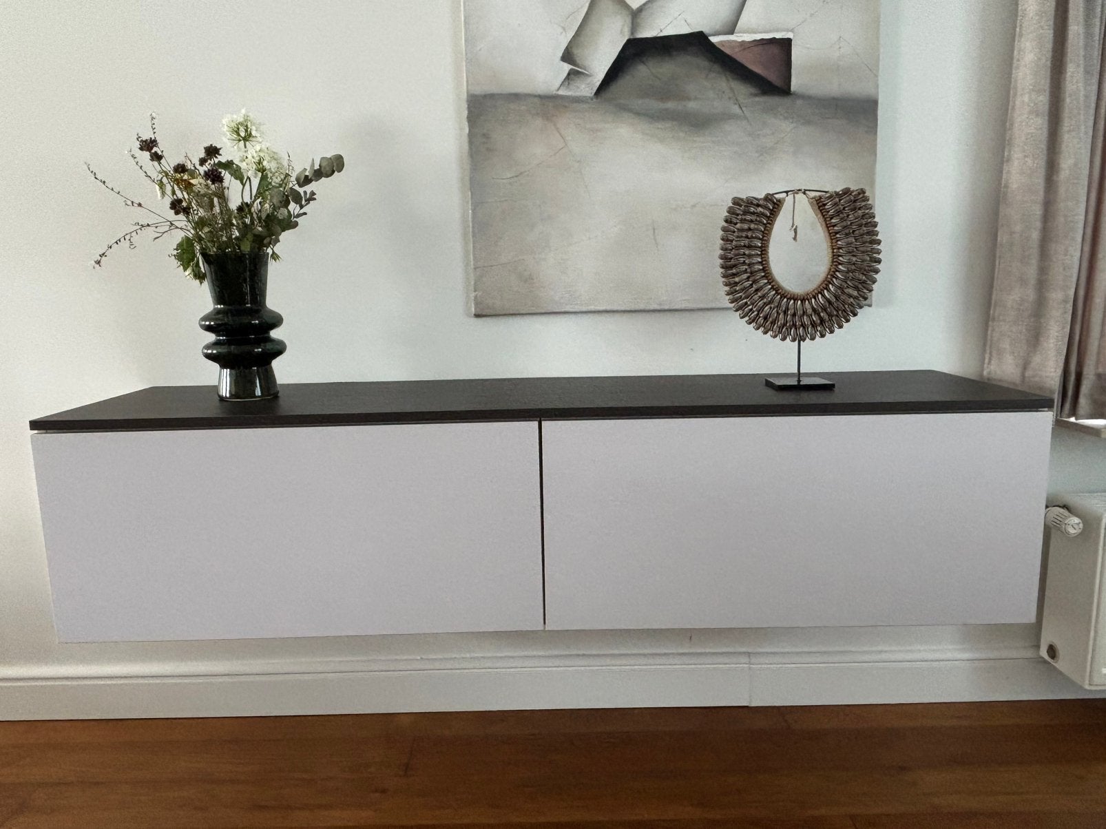 Hangdressoir tv kast wit grijs 180 cm modern eigentijds, Ophalen, Gebruikt, 150 tot 200 cm, Modern eigentijds