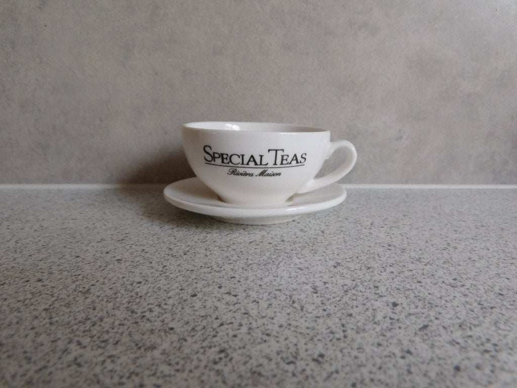 Rivièra Maison Tea Tip "Special Teas" met schotel, Overige merken, Keramiek, Overige typen, Ophalen of Verzenden