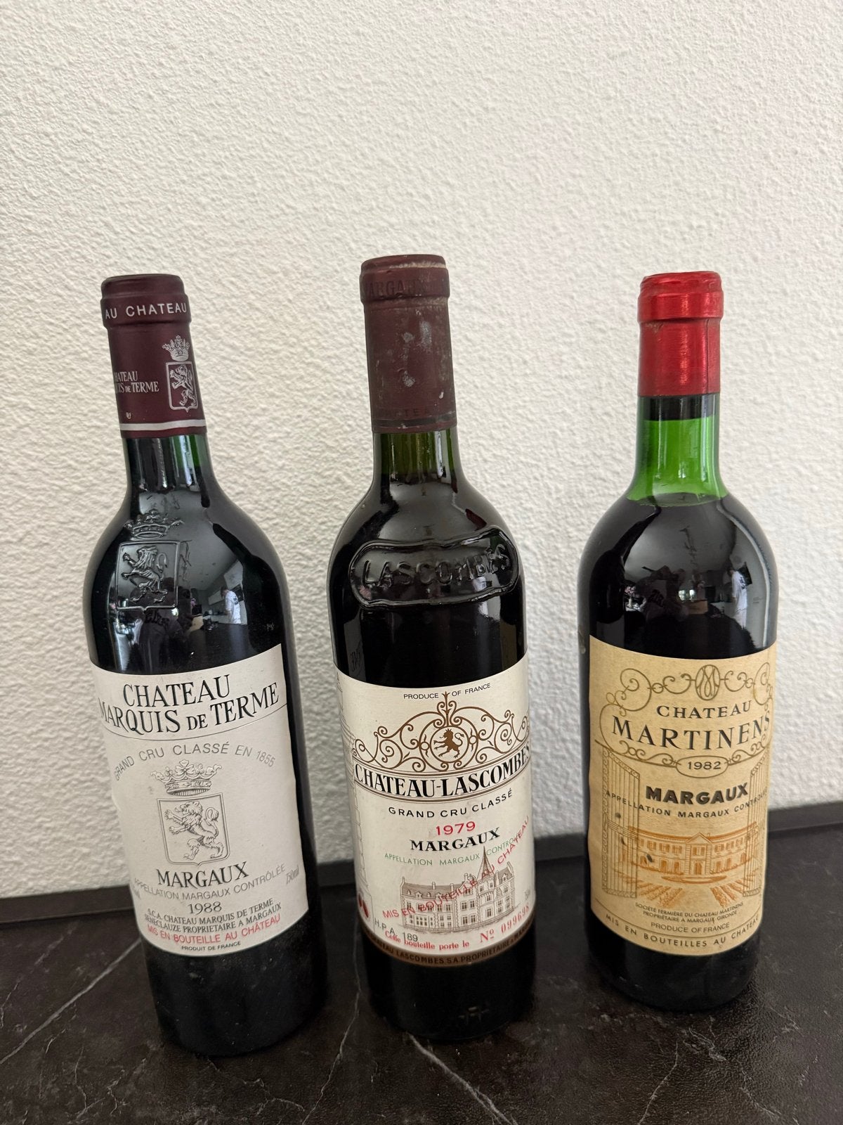 Diverse Margaux wijnen: Chateau Marquis de Terme, Lascombe, Ophalen, Gebruikt, Frankrijk, Rode wijn