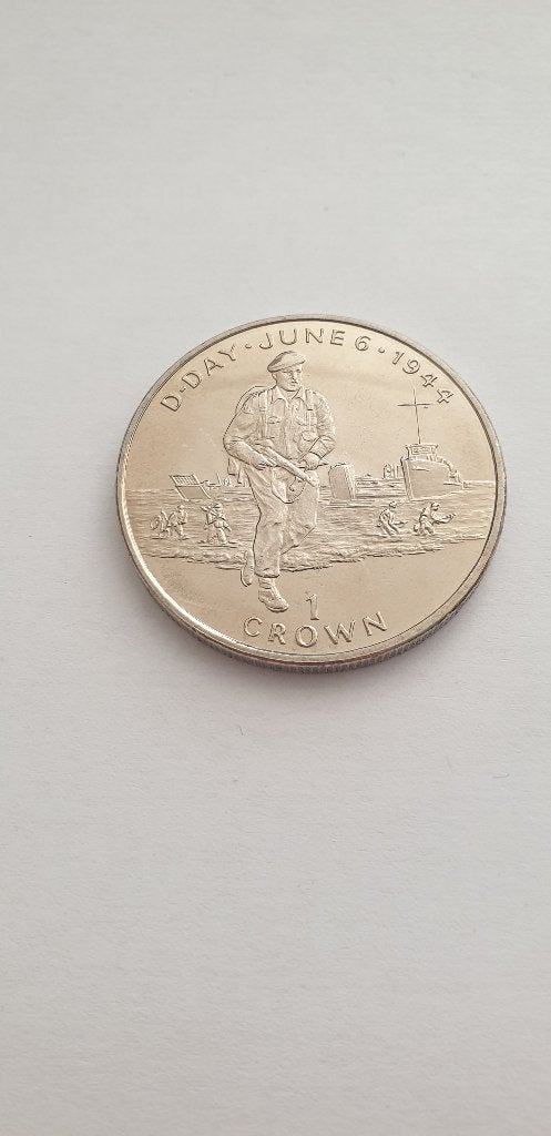2948 isle of man d-day june 1944 1 crown queen elizabeth II, Verzenden, Overige landen, Zilver