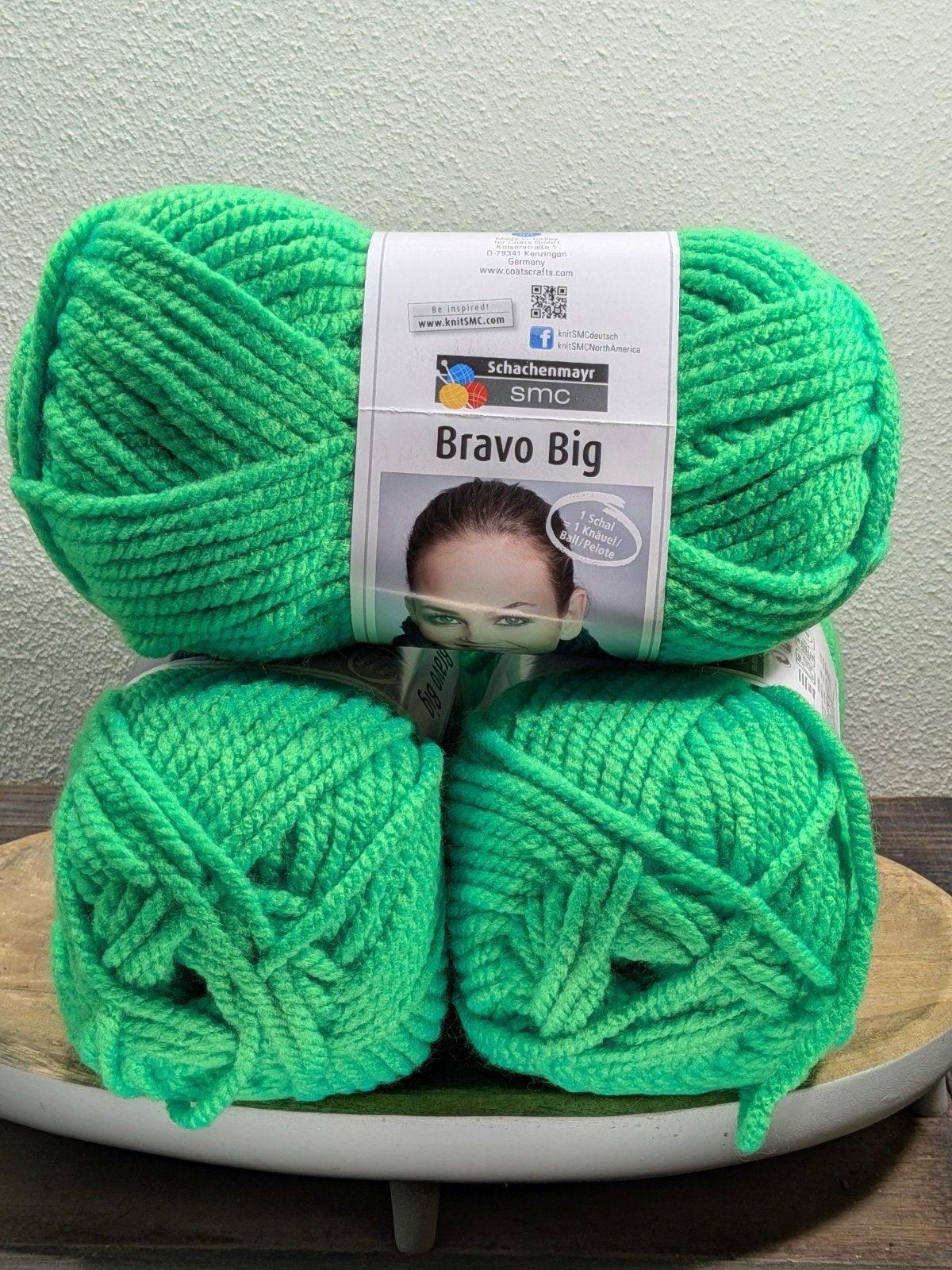 set van 3 bollen Schachenmayr Bravo Big garen neon groen, Ophalen of Verzenden, Nieuw, Breien of Haken, Wol of Garen