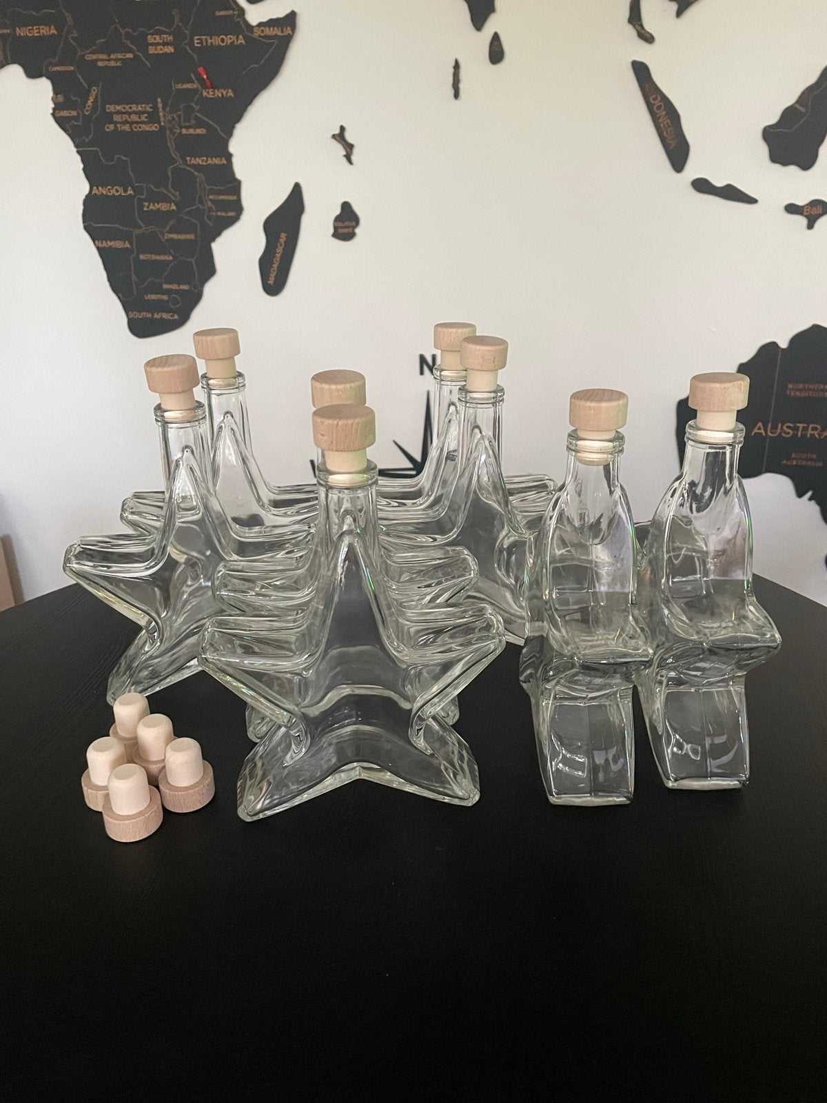 Glazen ster flesjes 350 ml met kurk - Set van 12, Ophalen