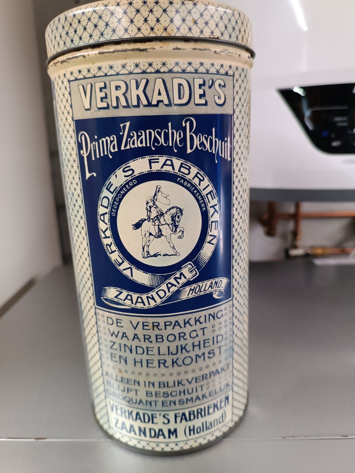 Vintage Verkade's Beschuitblik - Prima Zaansche Beschuit, Verzamelen, Blikken, Ophalen of Verzenden, Gebruikt, Beschuit, Verkade