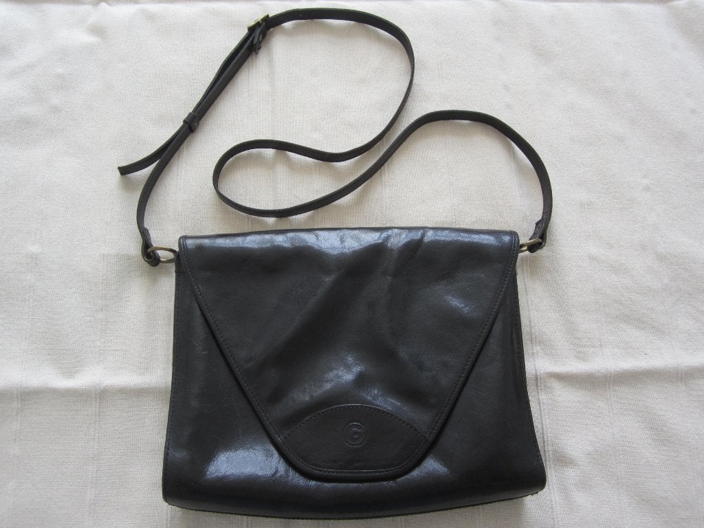 Leren schoudertas 27x22x6 cm - Création Gabrielle, Ophalen of Verzenden, Zo goed als nieuw, Zwart, Schoudertasje