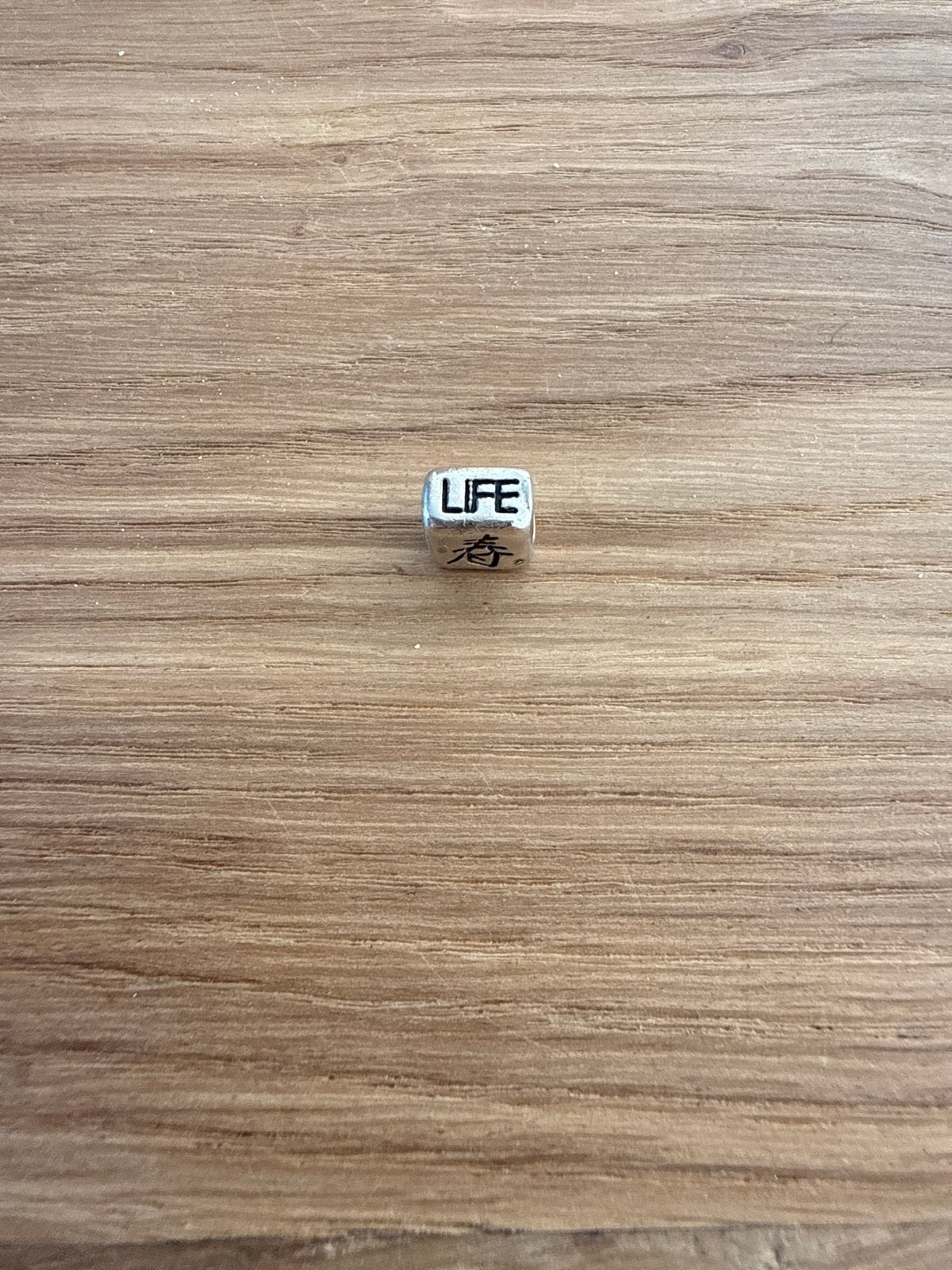 Zilveren bedel met 'LIFE' en Chinees teken, Overige merken, Ophalen of Verzenden, Zo goed als nieuw, 1 bedel