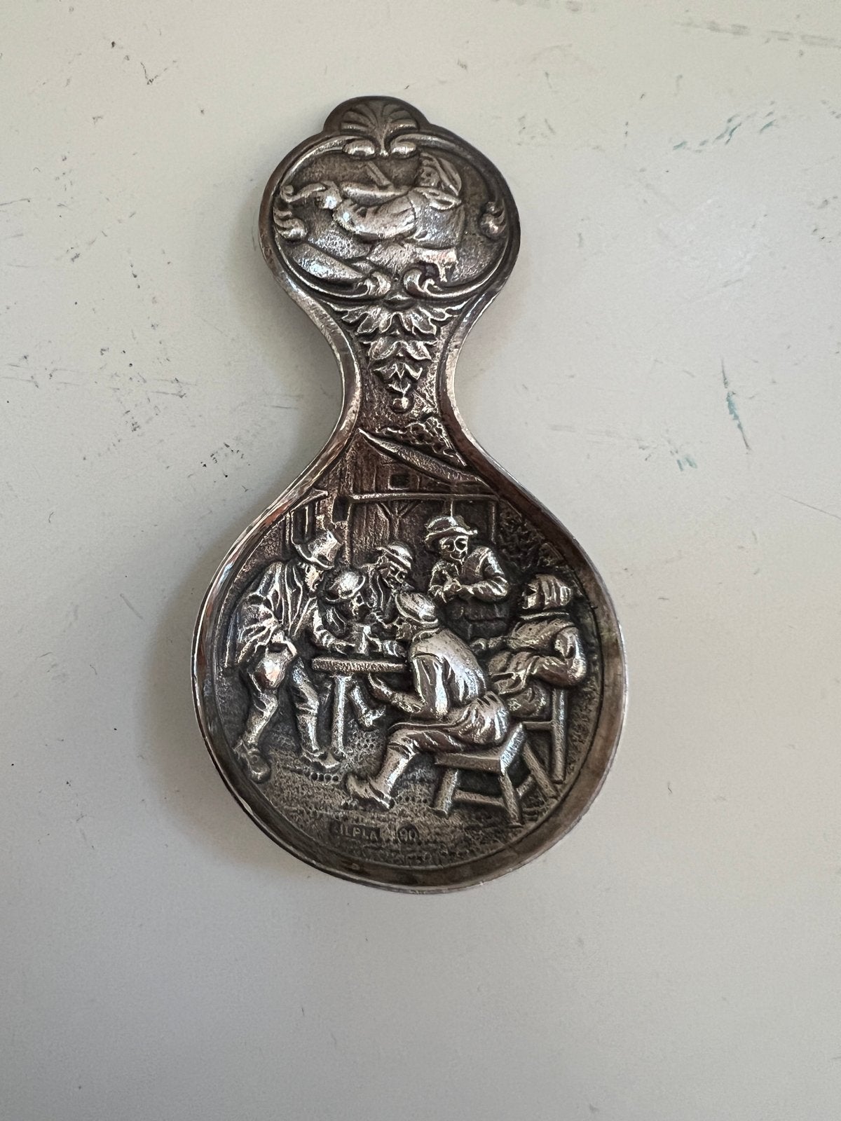 Antieke Zilpla Theeduim Oud-Hollands Herbergtafereel, Ophalen of Verzenden