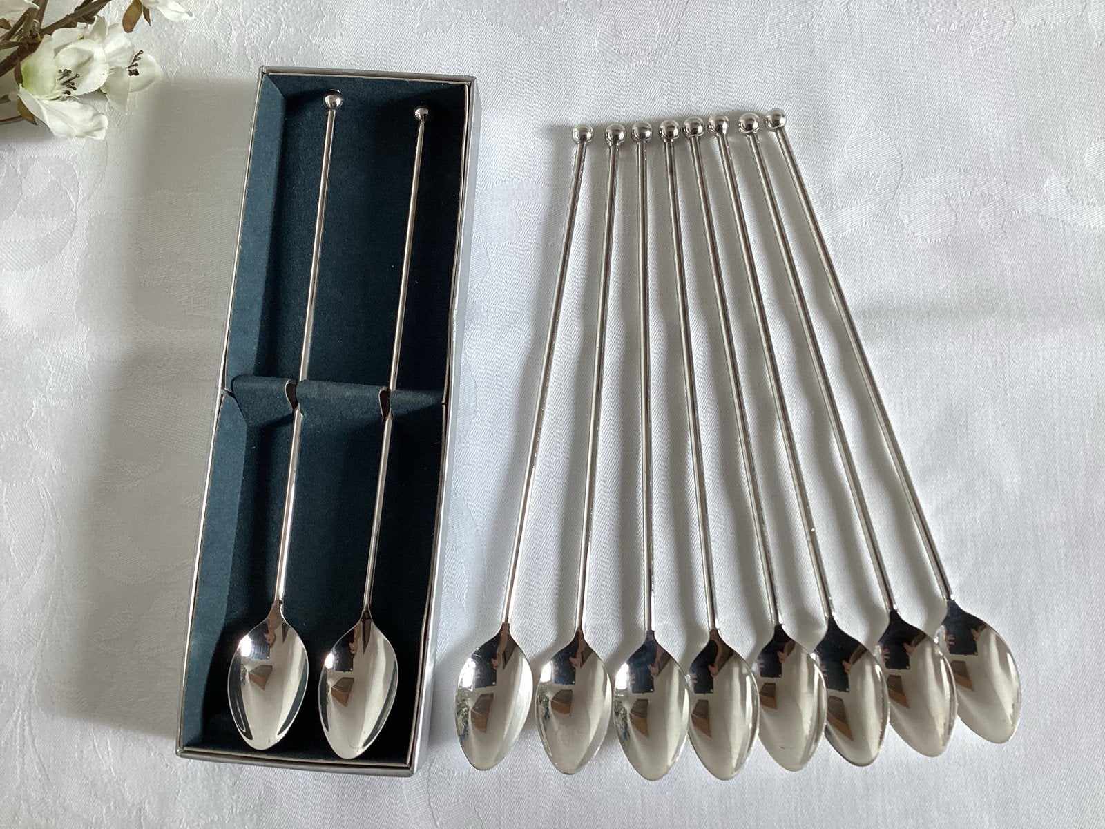 10 Vintage verzilverde sorbetlepels Albert Heijn 90 18,5 cm, Ophalen of Verzenden
