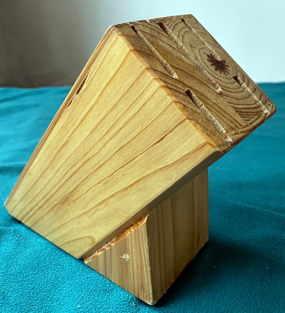 Houten messenopslagblok (15 euro) + 5 messen, los te koop, Huis en Inrichting, Ophalen of Verzenden, Zo goed als nieuw, Hout