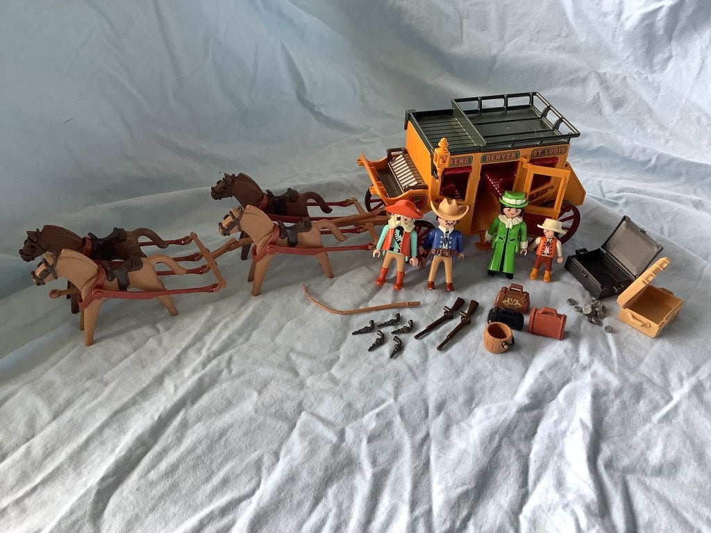 Playmobil 3803 Western Express Postkoets met paarden, Ophalen of Verzenden, Zo goed als nieuw, Complete set