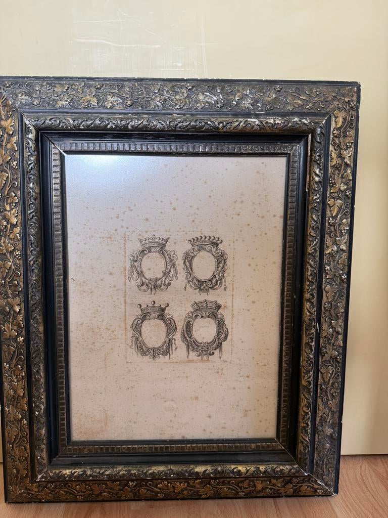 Oude franse gravure, Ophalen of Verzenden, Gebruikt, Hout, Minder dan 50 cm