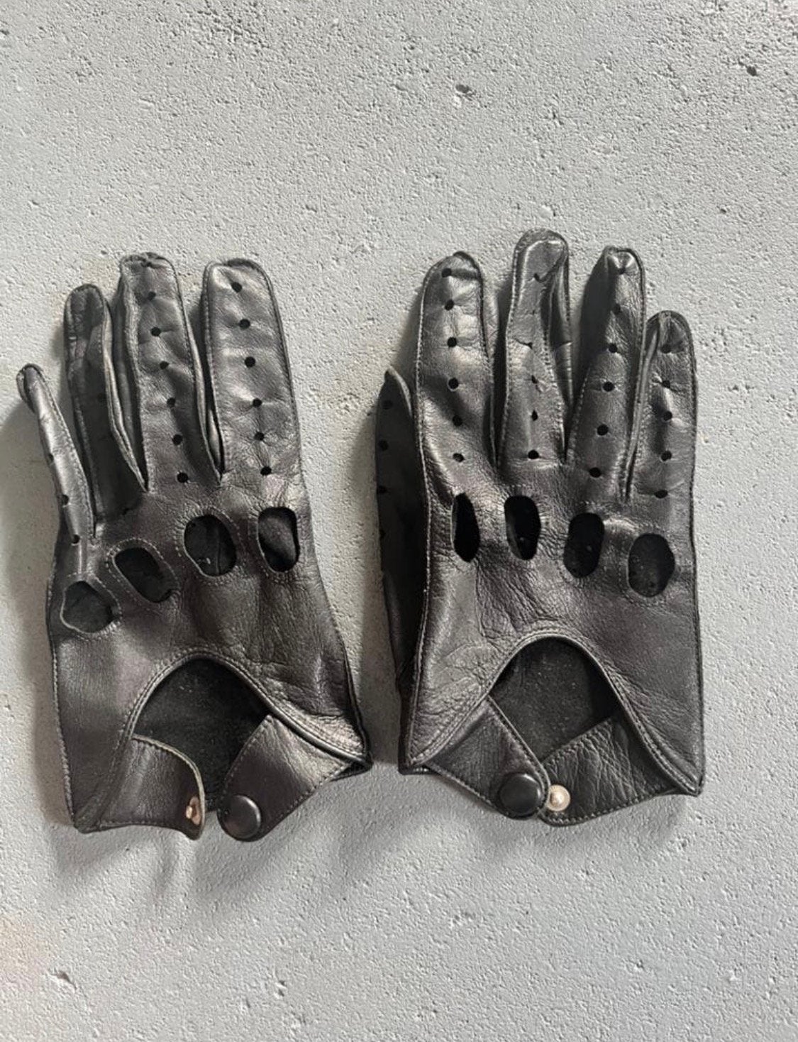 Zwart zacht leren auto coureur handschoenen car gloves retro, Ophalen, Handschoenen