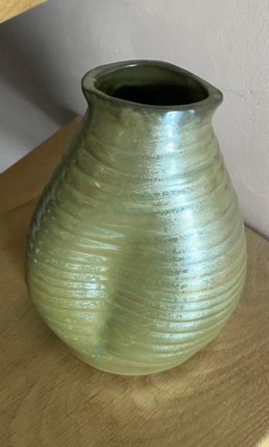 Nieuwe vaas bloempot groen bruin chrome design modern vorm, Huis en Inrichting, Aardewerk of Porselein, Nieuw, Ophalen of Verzenden