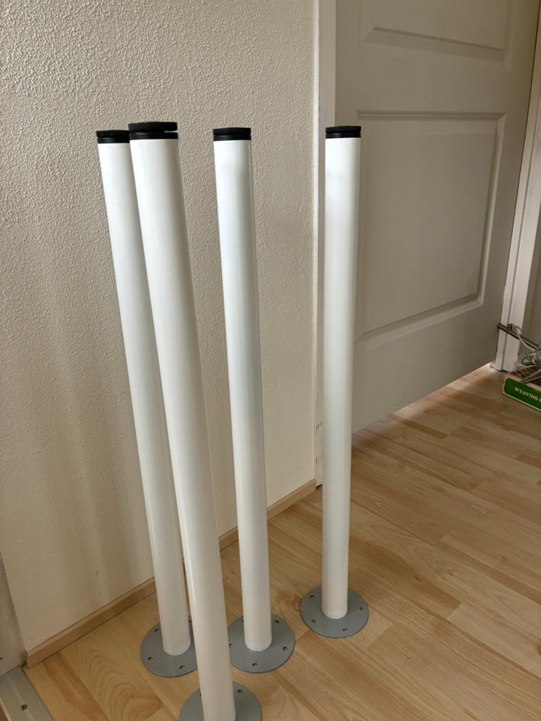 4 witte tafelpoten, Ophalen, Minder dan 50 cm, Gebruikt, 50 tot 100 cm