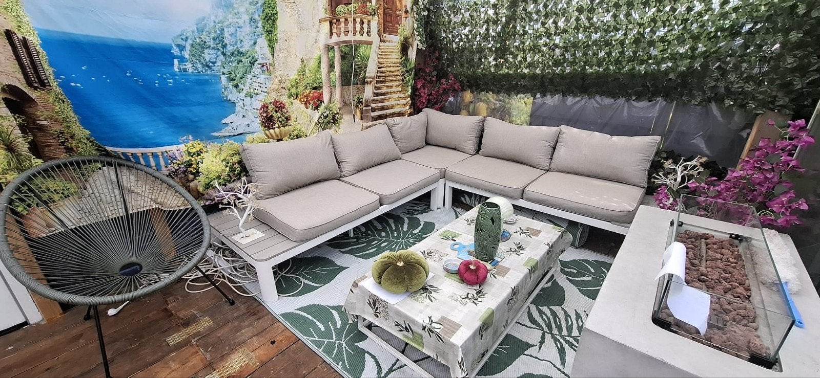 lounge set met tafel, Ophalen, Aluminium, Zo goed als nieuw, 5 zitplaatsen