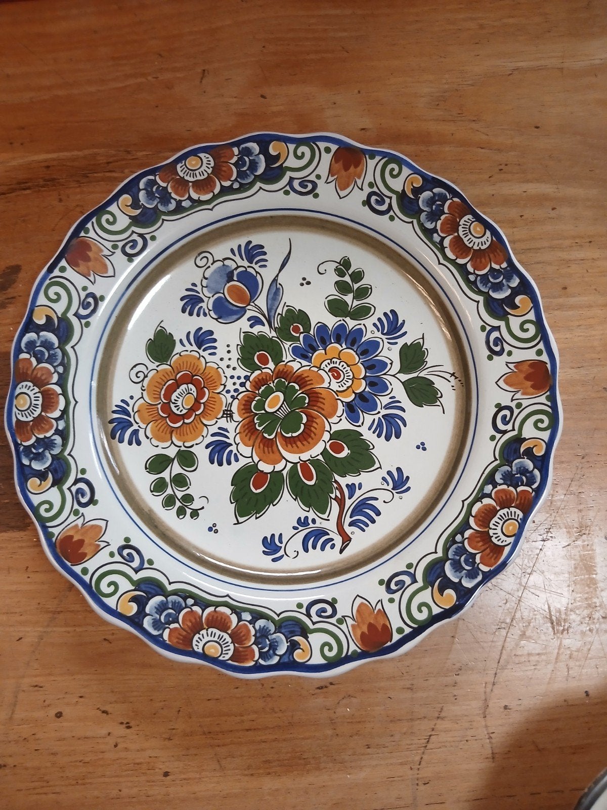 Delfts Polychroom Wandbord - Handwerk - Ø 22,5 cm, Antiek en Kunst, Ophalen of Verzenden