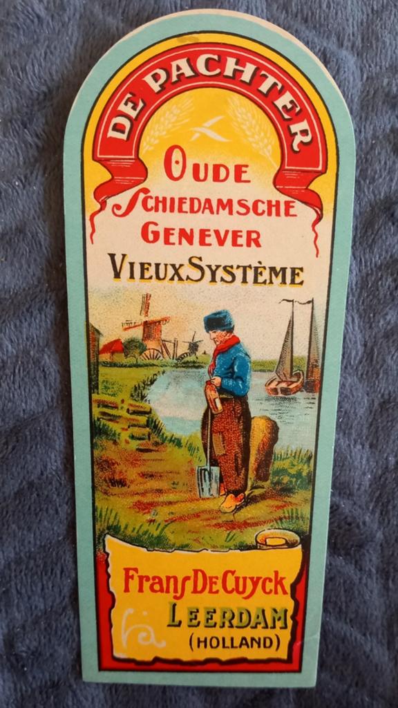 Oud Schiedamse Genever Vieux Système etiket Frans de Cuyck, Ophalen of Verzenden, Zo goed als nieuw, Overige typen