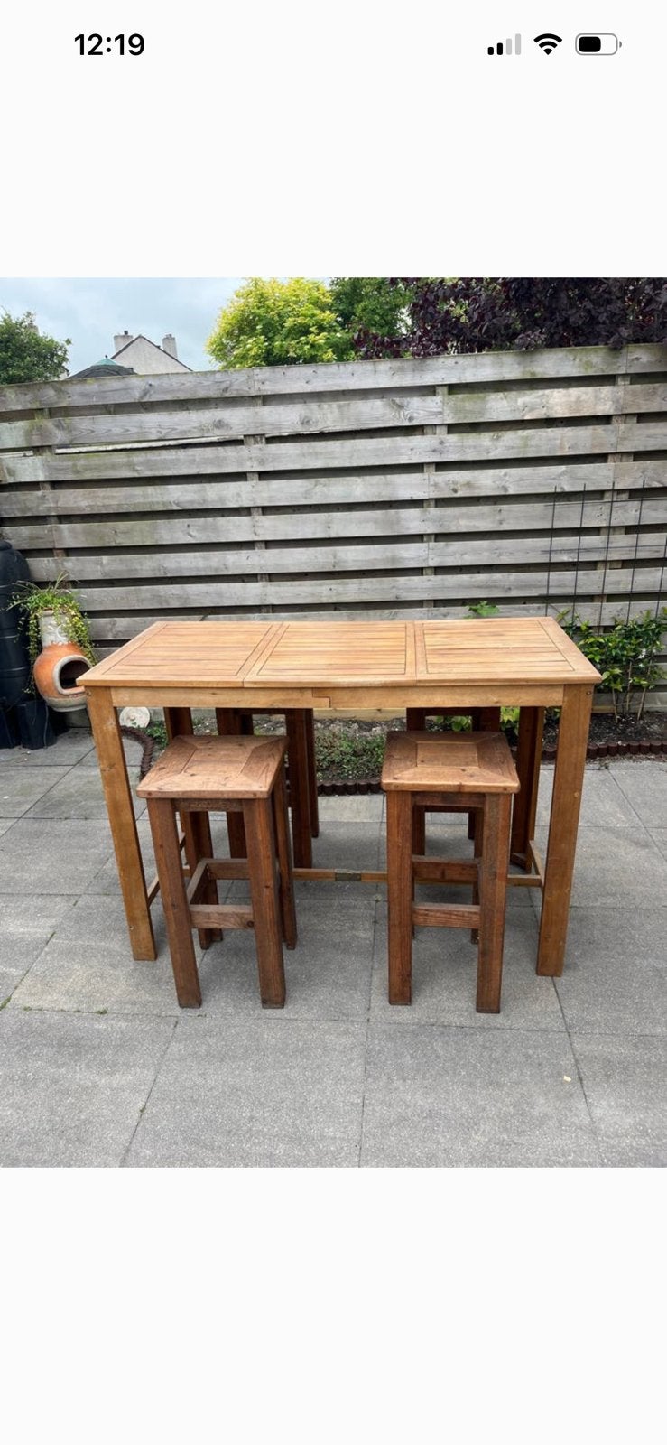 Tuinset bartafel + krukken, Ophalen, Gebruikt, Rechthoekig