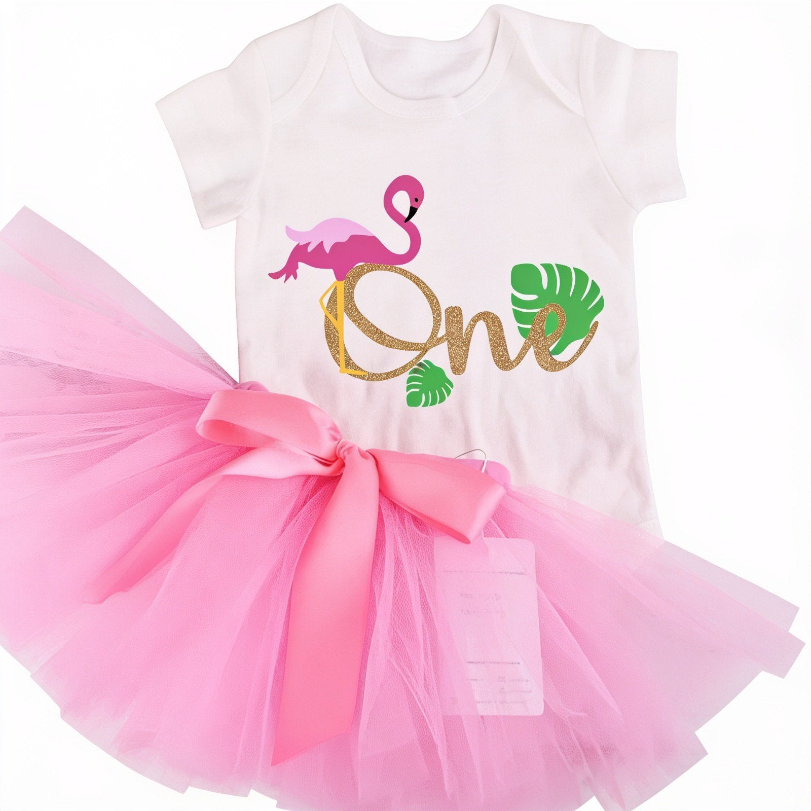 Eerste verjaardag tutu set Flamingo, Meisje, Jurkje of Rokje, Nieuw, Ophalen of Verzenden