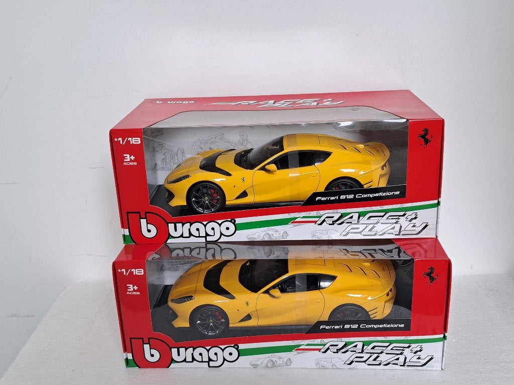 Ferrari 812 Competizione Geel 1/18 NIEUW, Hobby en Vrije tijd, Modelauto's | 1:18, Ophalen of Verzenden, Nieuw, Auto, Bburago