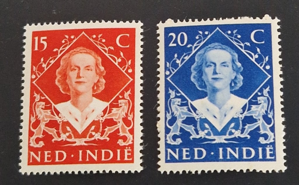 Nederlands Indie 1948 -nvph 349-350 -Koningin Wilhelmina BBK, Ophalen of Verzenden, Postfris, Nederlands-Indië