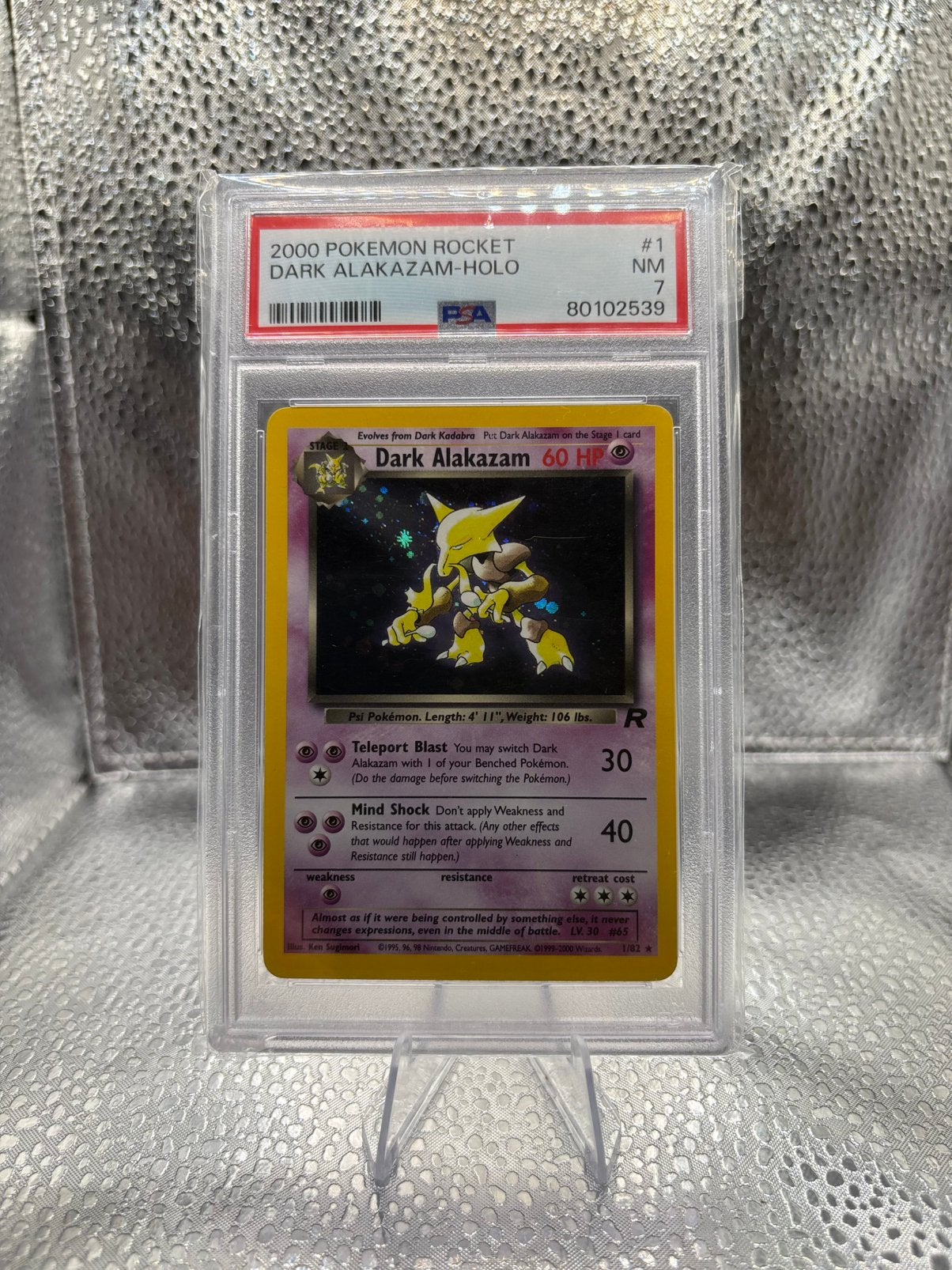 Dark Alakazam (TR 18) Team Rocket - Singles (PSA 7), Ophalen of Verzenden, Zo goed als nieuw, Losse kaart, Foil