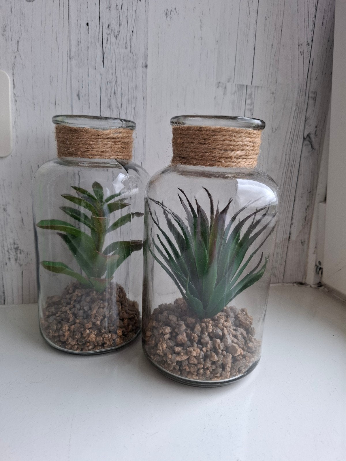 2 vaasjes met decoratie, Transparant, Inclusief decoratie, Ophalen of Verzenden, Glas