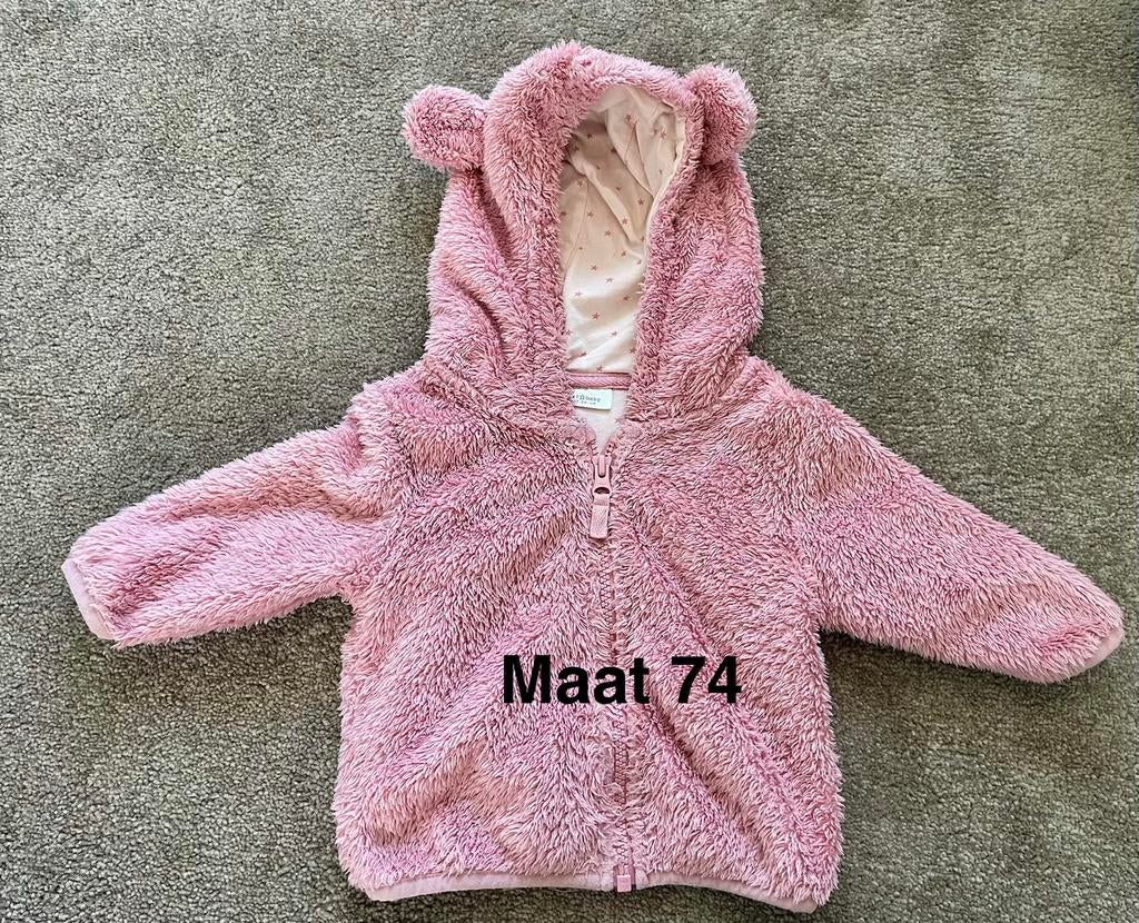 Roze teddy vestje/jasje met berenoortjes Maat 74 Next, Ophalen of Verzenden, Zo goed als nieuw, Meisje, Jasje
