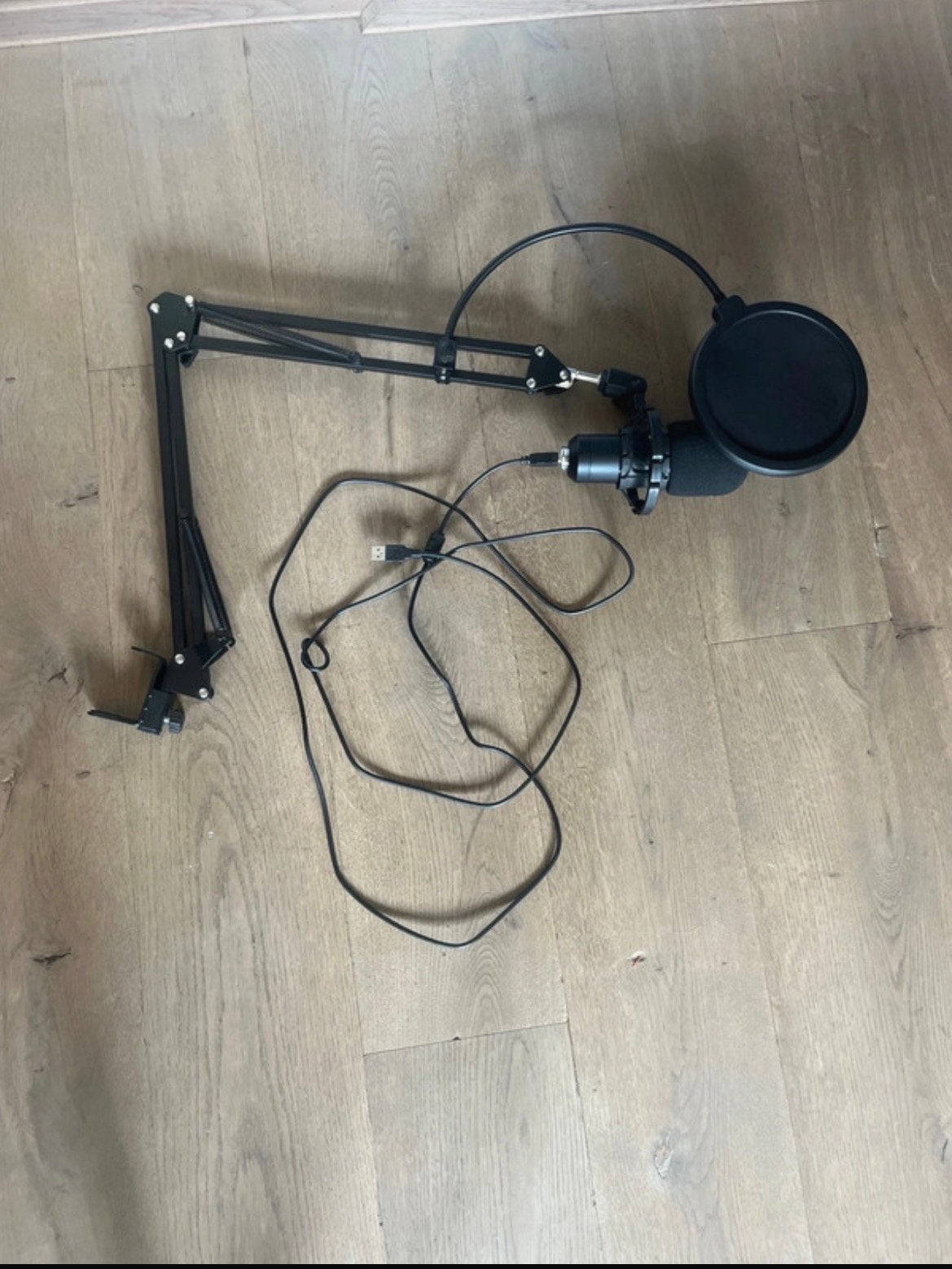 USB Studiomicrofoon met Popfilter en Microfoonarm, Muziek en Instrumenten, Verzenden, Zo goed als nieuw, Studiomicrofoon