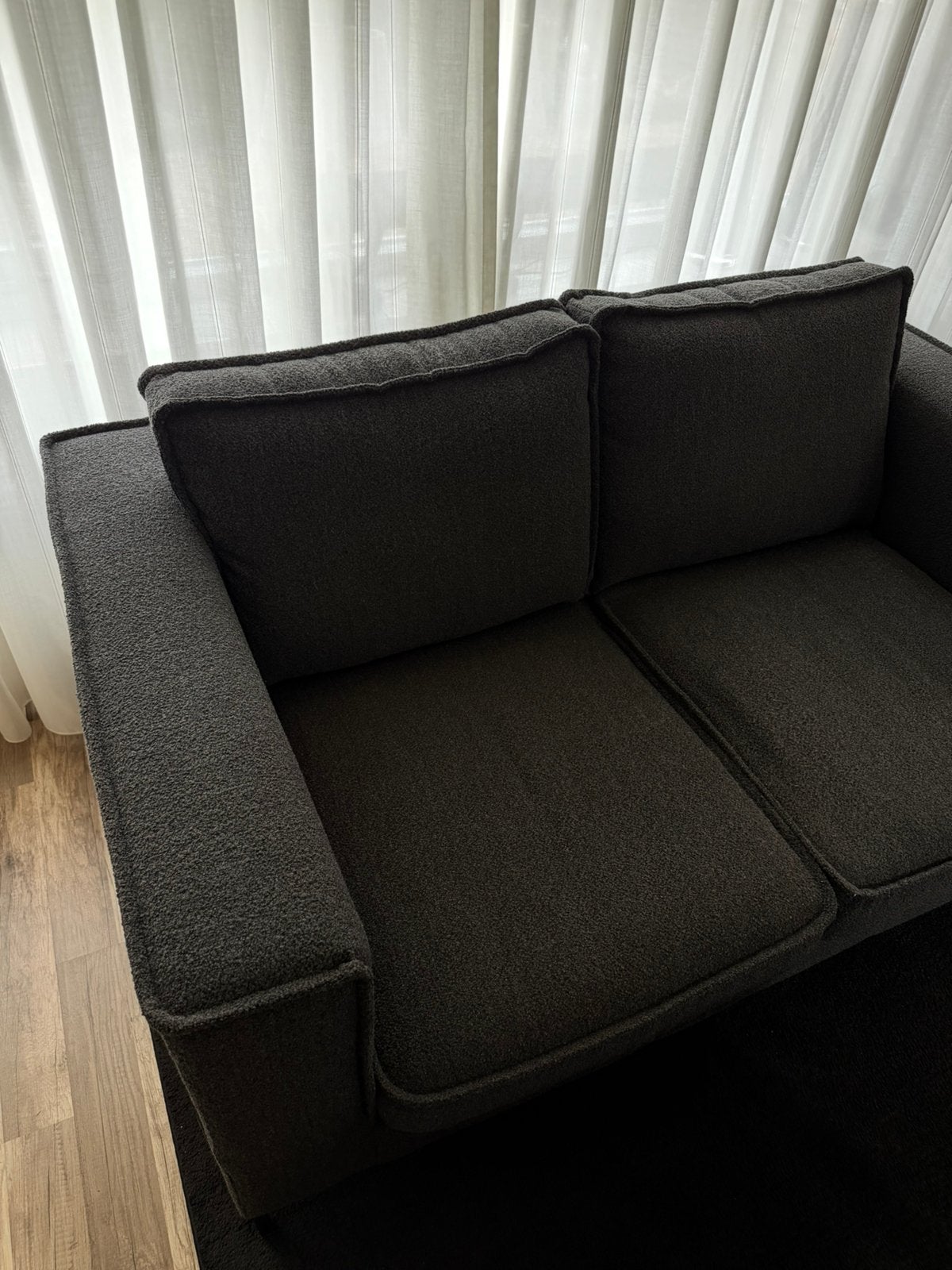 Zette zwarte 2-zits bank, Ophalen, 150 tot 200 cm, Tweepersoons, 75 tot 100 cm