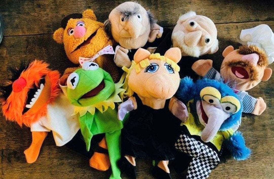 Muppet Show handpoppen set - Kermit, Miss Piggy,  en me, Kinderen en Baby's, Speelgoed | Knuffels en Pluche, Ophalen, Gebruikt